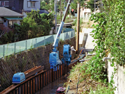 河川護床整備工事（神奈川県、鋼矢板Ⅲ型）